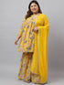 Plus Size Yellow Georgette Kurta With sharara and Dupatta